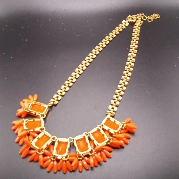 J. CREW NEON ORANGE STATEMENT NECKLACE - Picture 8 of 8